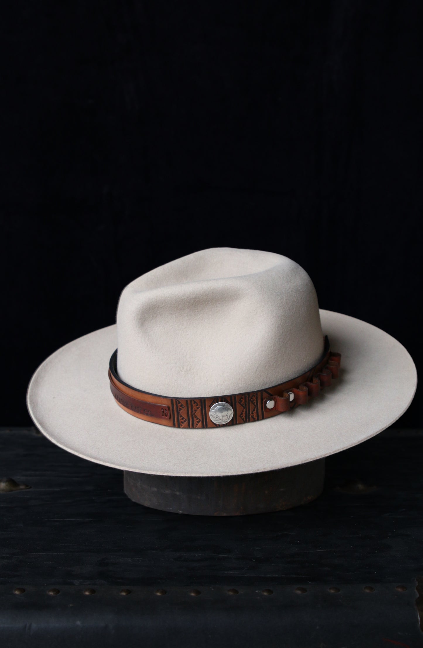 Cream Wide Brim Wool Fedora – Custom Leather Band
