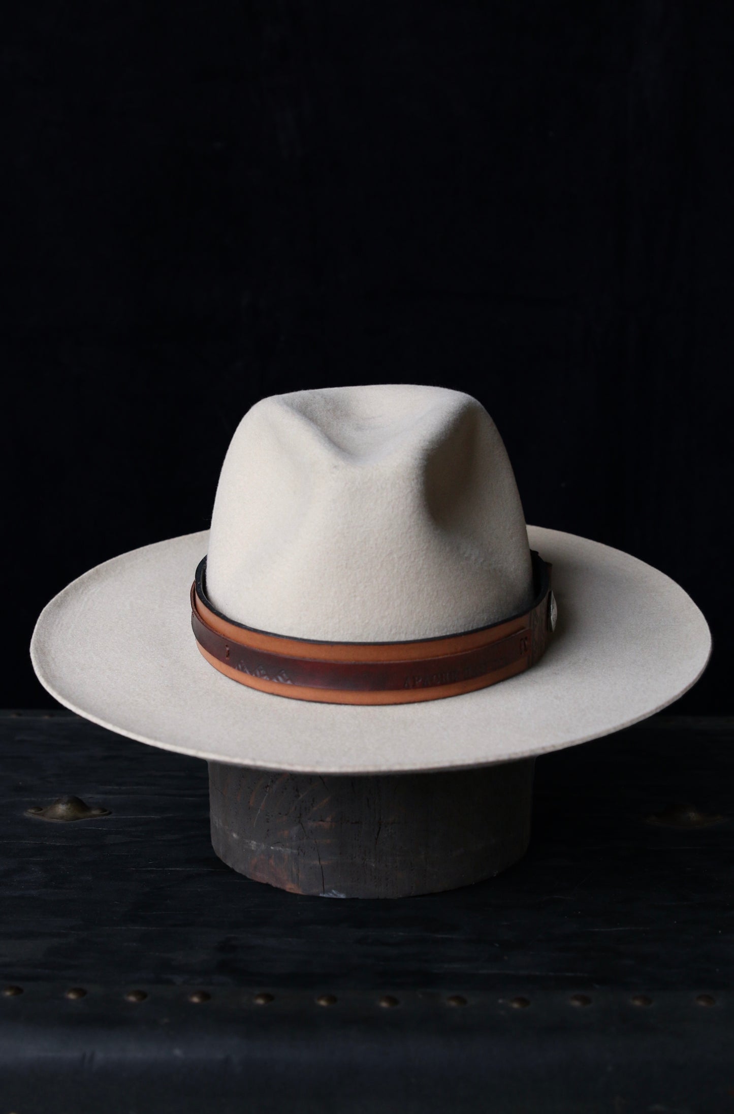 Cream Wide Brim Wool Fedora – Custom Leather Band