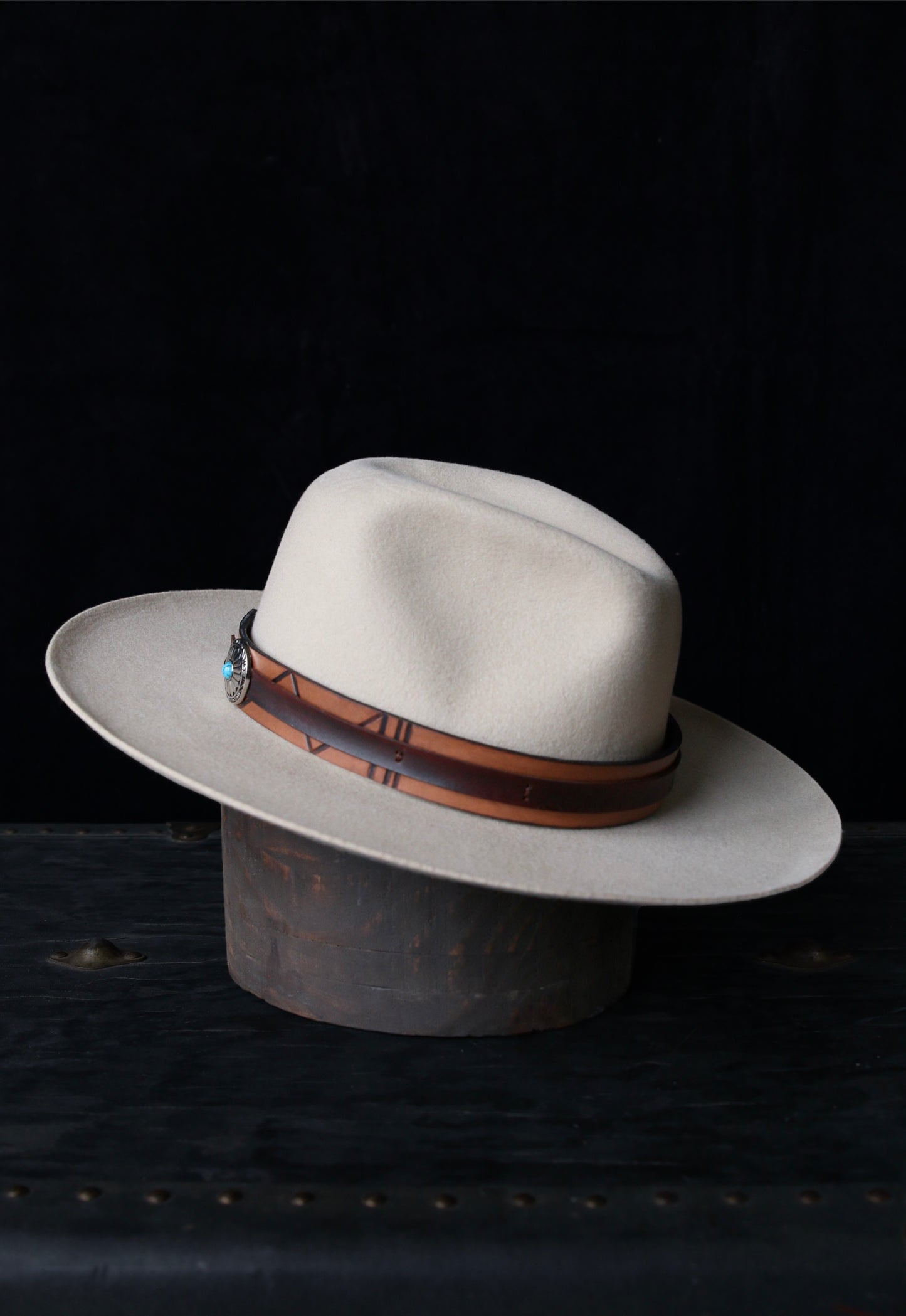 Cream Wide Brim Wool Fedora – Custom Leather Band